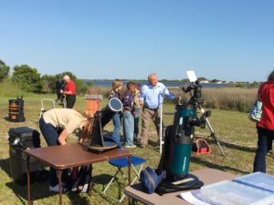 Dennis assists the scouts at Tom's H-Alpha scope.