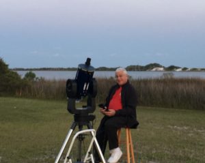 Frank awaits the darkening sky.